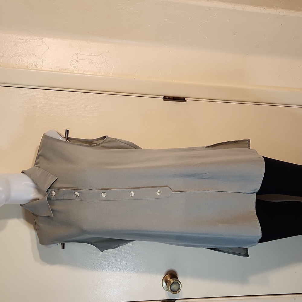 Norton McNaughton Women's Sleeveless Tunic W/ Self Belt Gray Size L Office